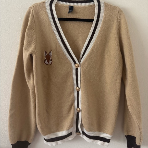 Cider Tan Sweater with bunny Embroidery - Picture 1 of 6